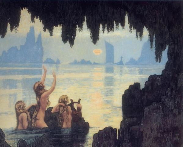 Picture Of Mermaids By Jean Francis Aubertin